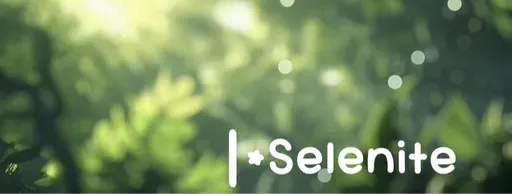 Selenite wordmark over a leafy background